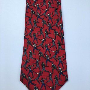 🌻Bert Pulitzer Silk Neck-tie Red Baseball